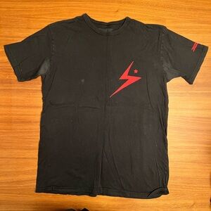 Black T-Shirt with Red Lightning Bolt